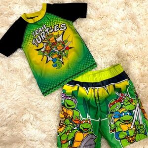 Vintage Nickelodeon Teenage Mutant Ninja Turtles 2-Piece Swim Set Size 4T
